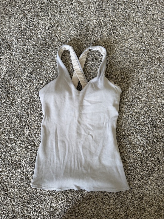 ALO Yoga Tops - ALO Yoga Light Gray Ribbed Cross-Back Tank Top